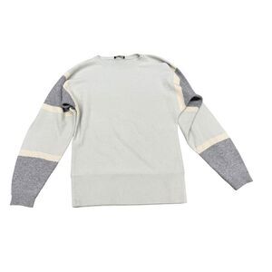 Theory 100% Cashmere Colorblock Sweater Pale Winter Green Husky Ivory sz XS